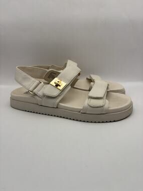 Steve Madden Mona Bone White Leather Sandals Women Size 8.5